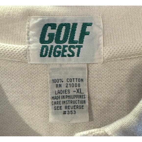 Vintage Golf Digest White Polo Shirt Women’s XL 100% Cotton Made USA - Picture 9 of 10